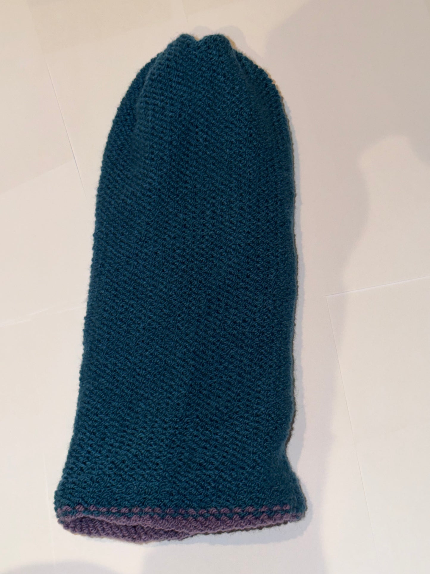 Handmade Reversible Wooly Beanie Dark Lilac and Petrol | Shop