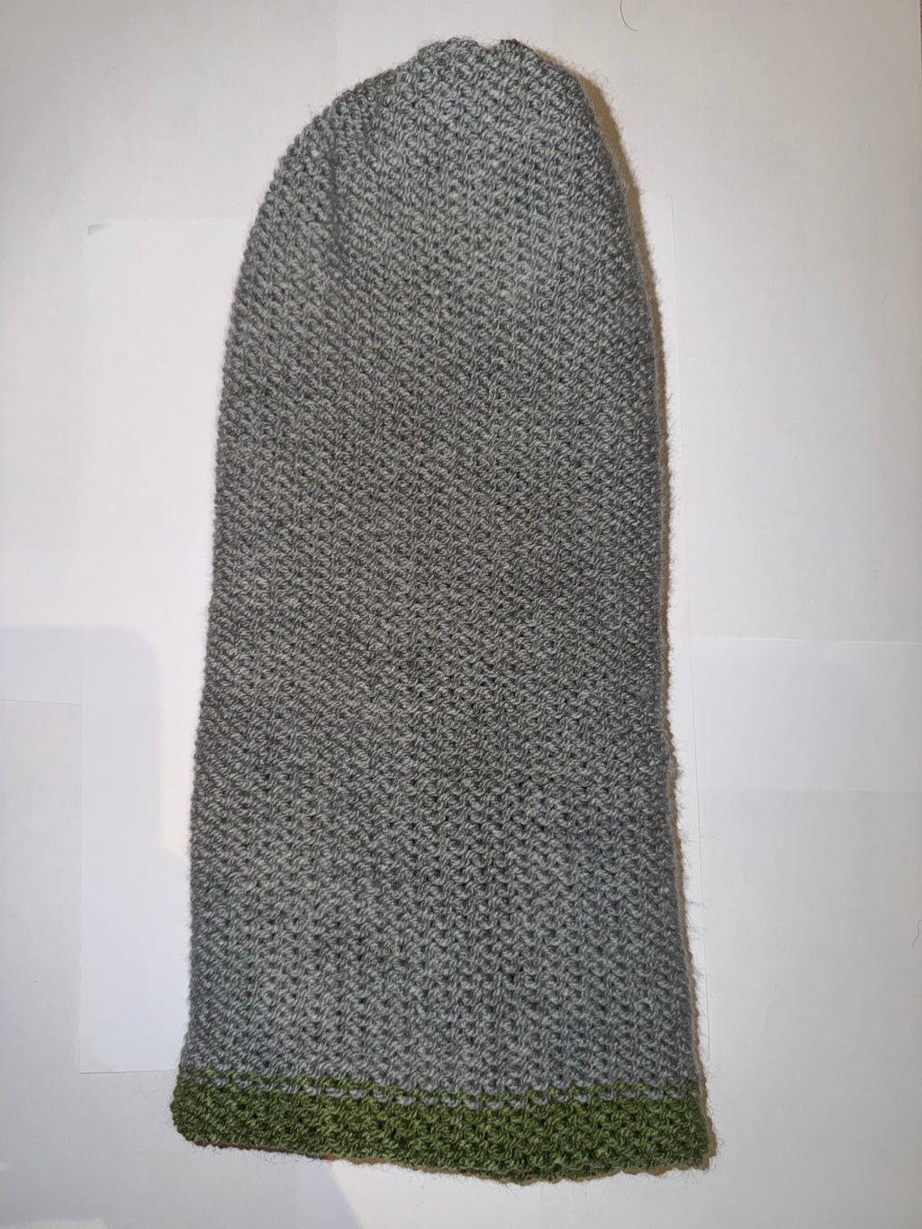 Handmade reversible wooly Beanie Light Grey and Sage Green