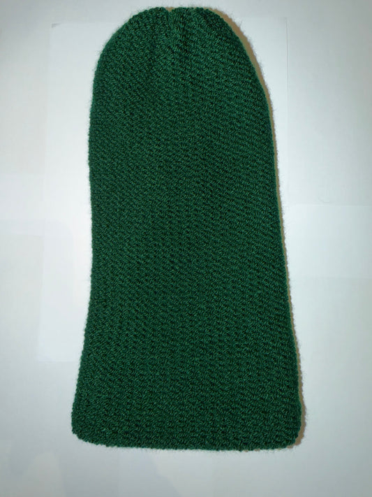 School Green and Dark Grey Beanie dual-tone reversible handmade wooly hat.