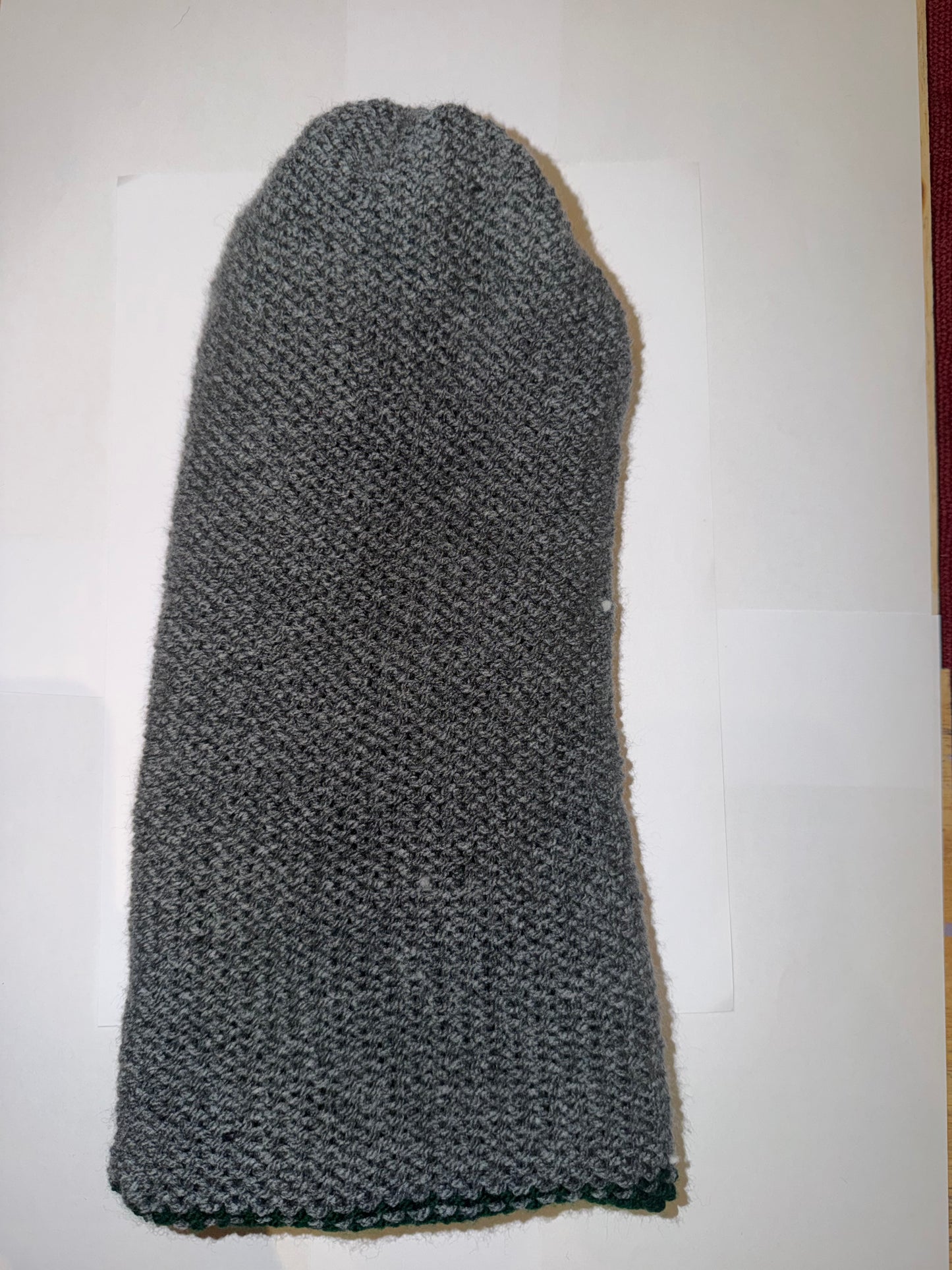 School Green and Dark Grey Beanie dual-tone reversible handmade wooly hat.