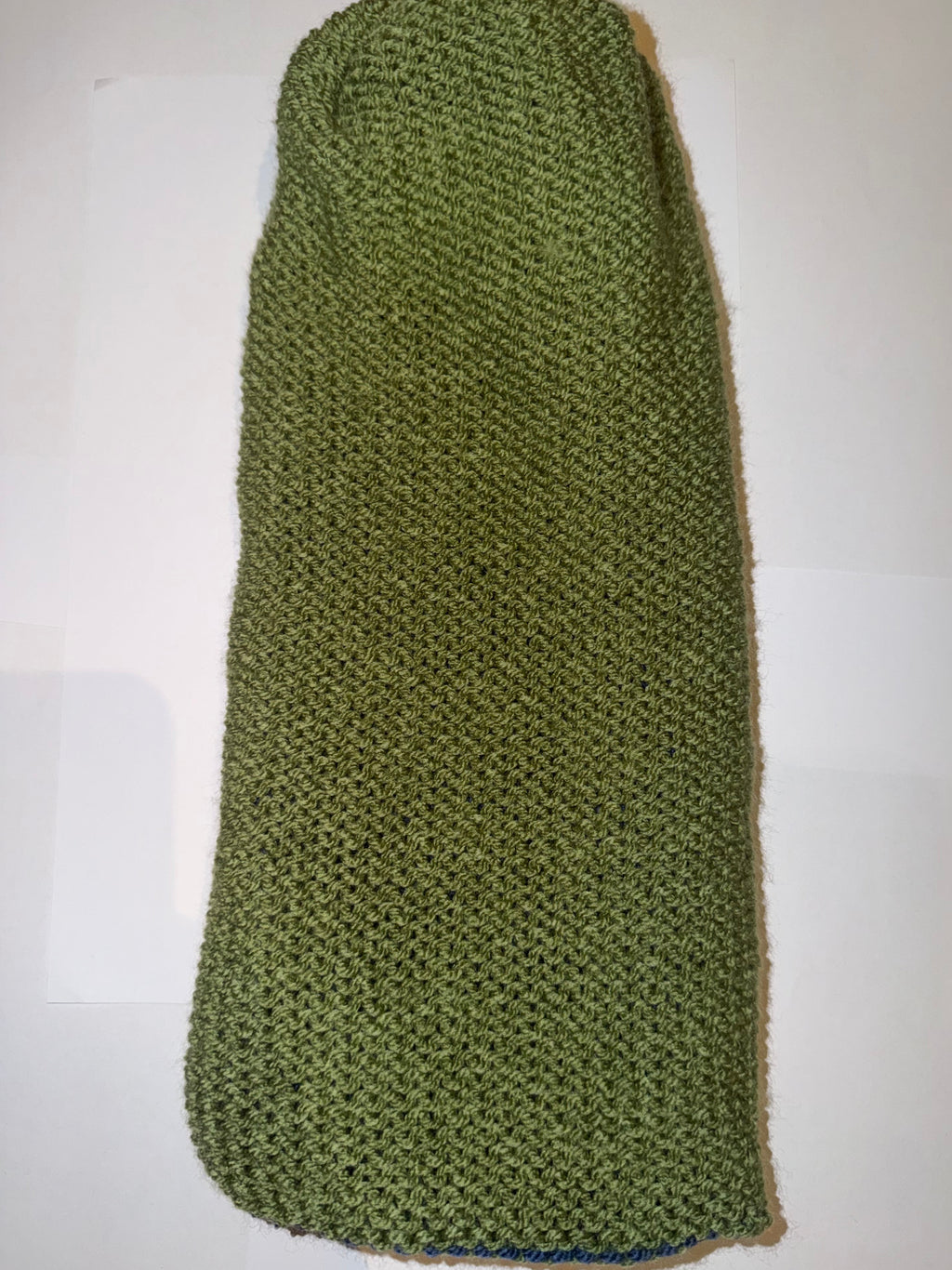 Handmade reversible wooly Beanie Sage Green and Denim
