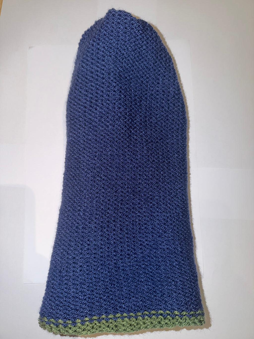 Handmade reversible wooly Beanie Sage Green and Denim