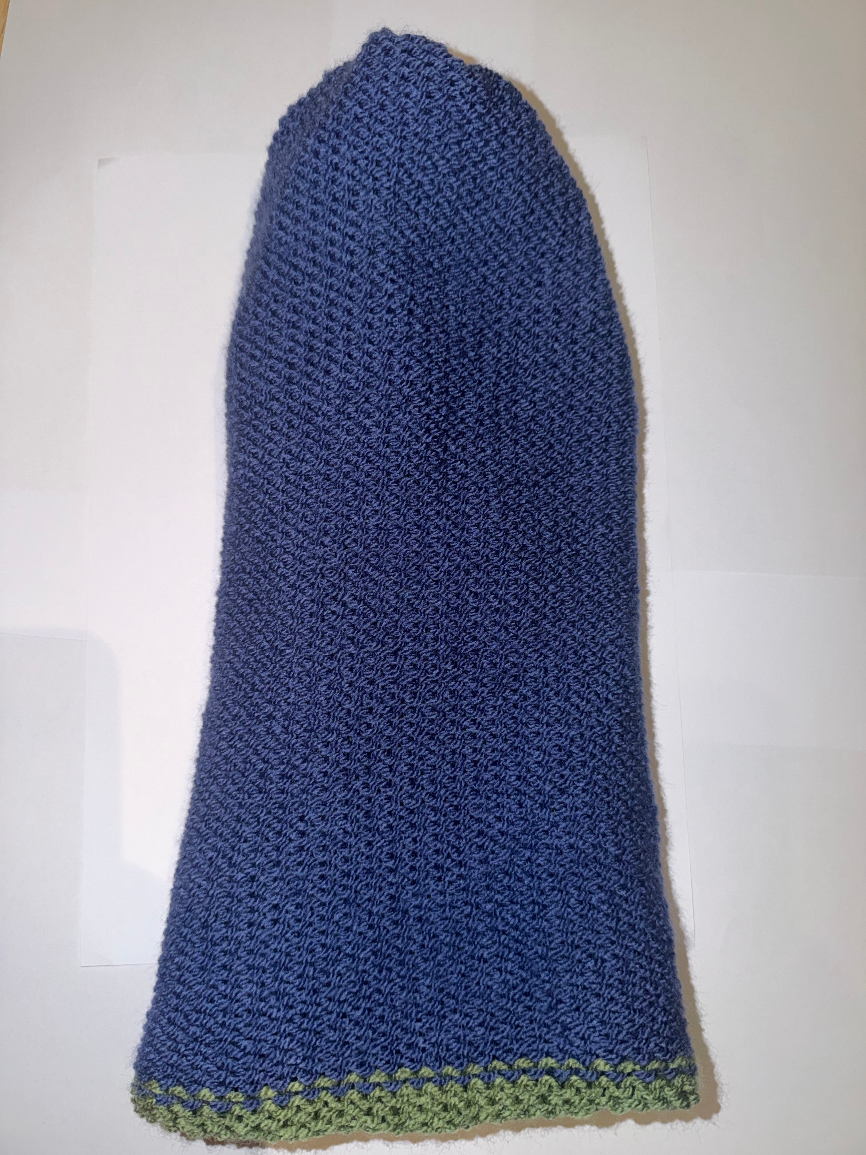 Handmade reversible wooly Beanie Sage Green and Denim