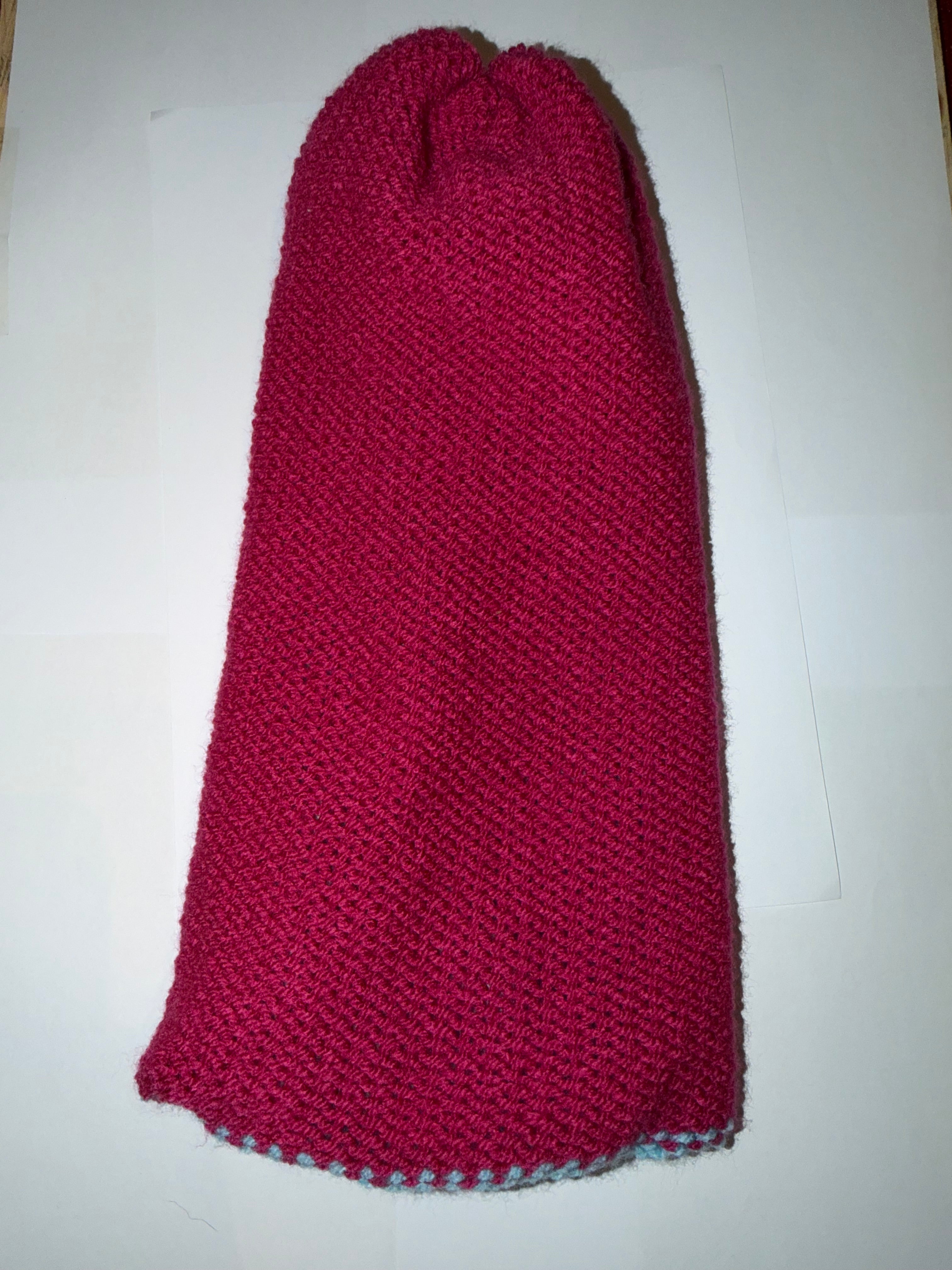 Handmade reversible wooly Beanie Soft Blue and Magenta