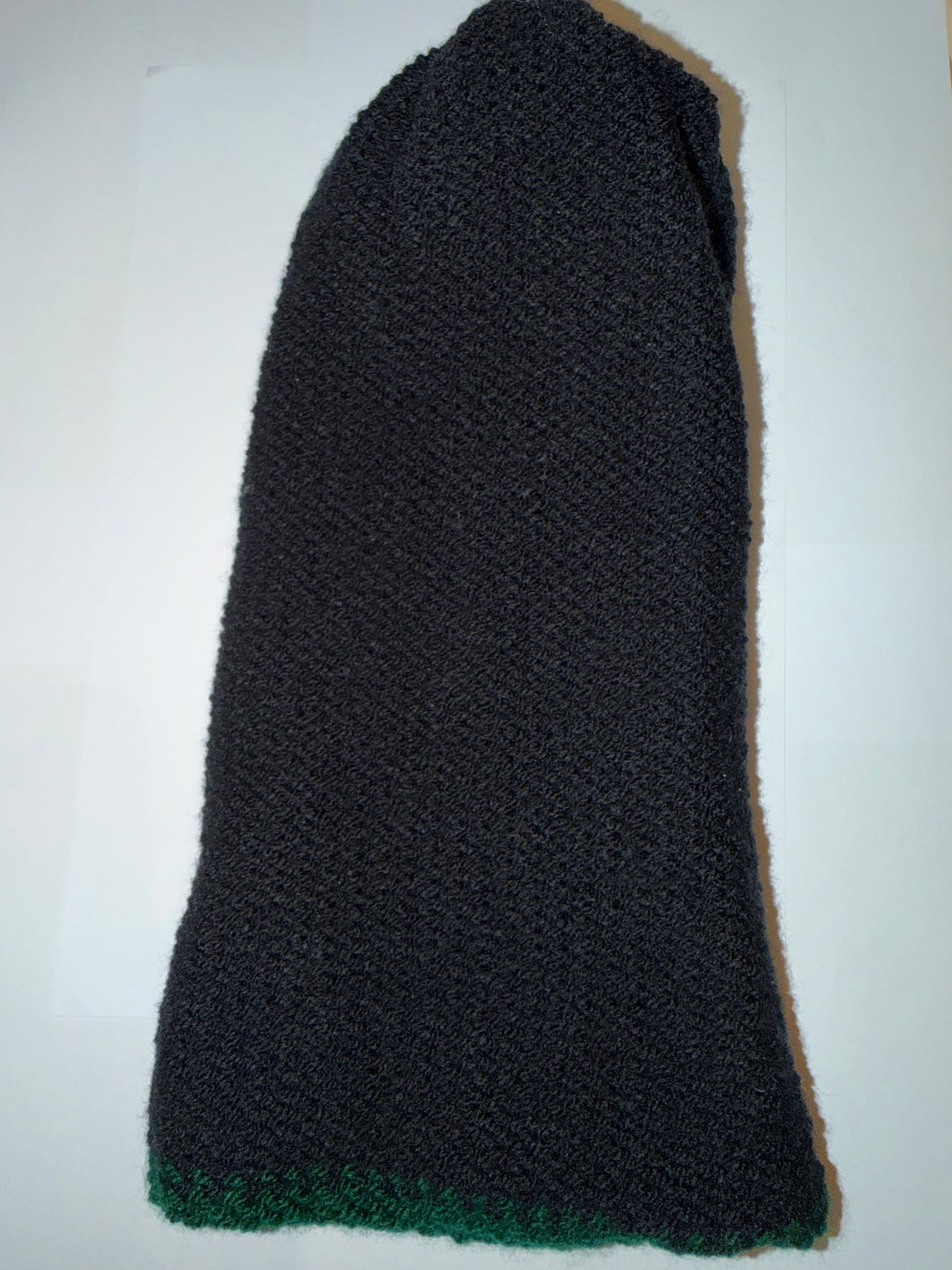 Handmade reversible wooly Beanie School Green and Black