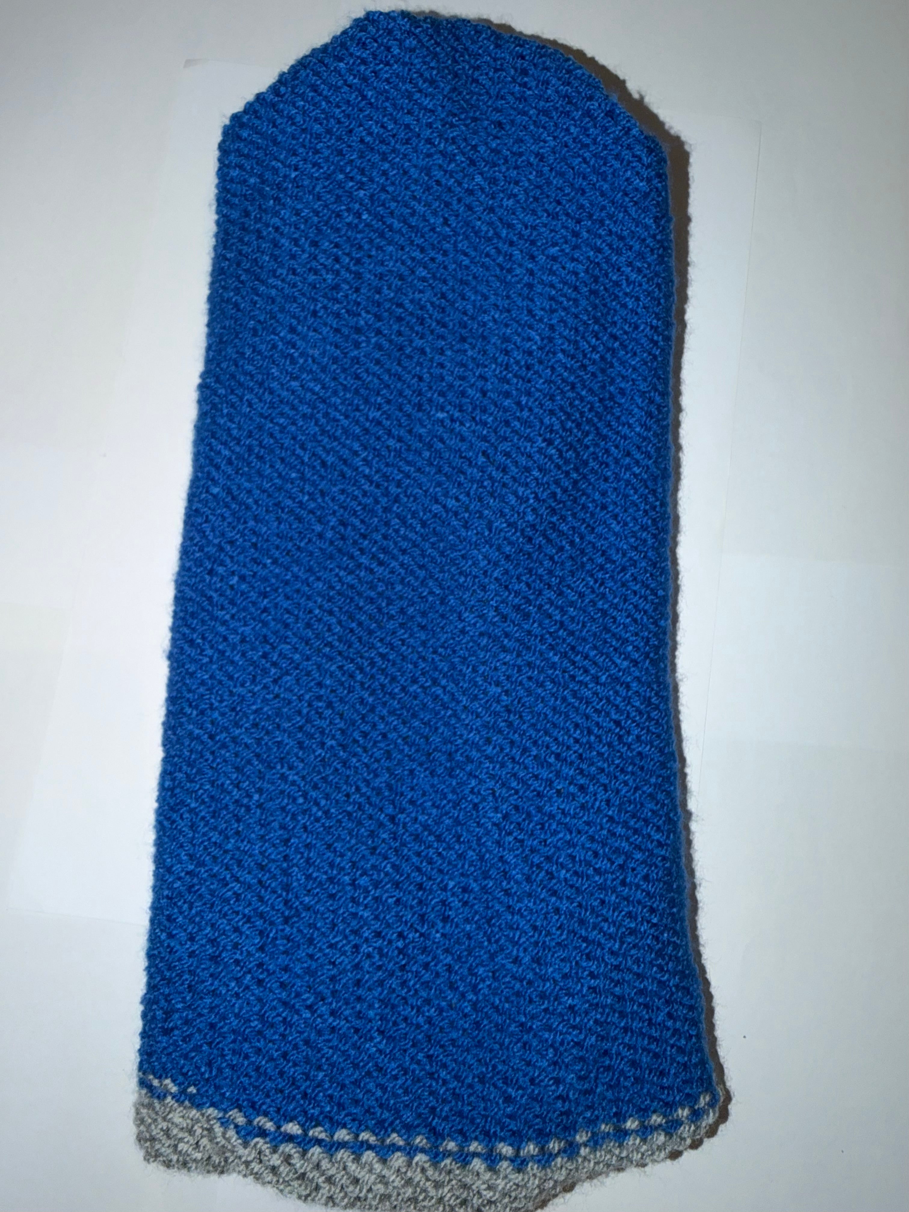 Handmade reversible wooly Beanie Light Grey and Blue