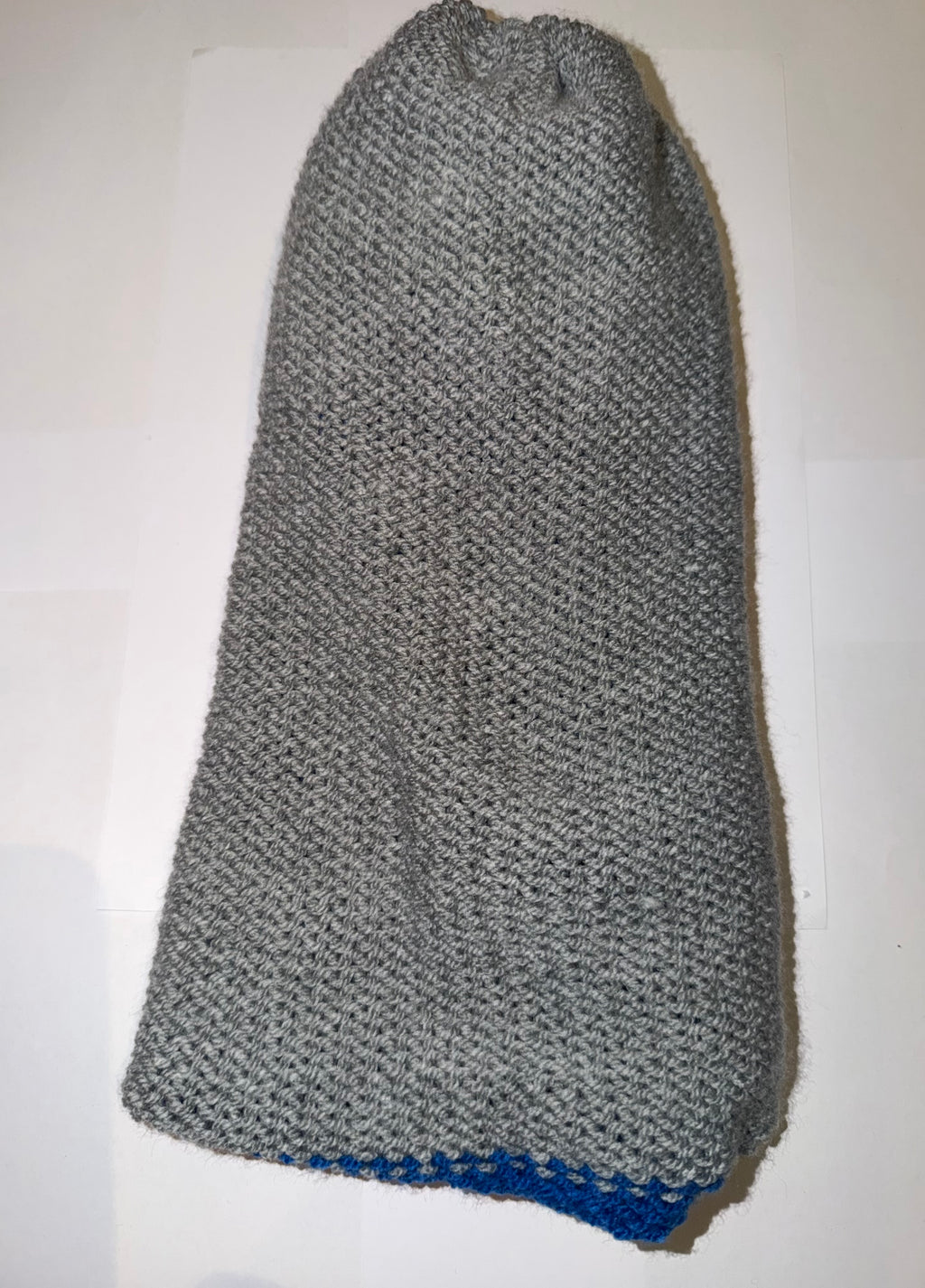 Handmade reversible wooly Beanie Light Grey and Blue