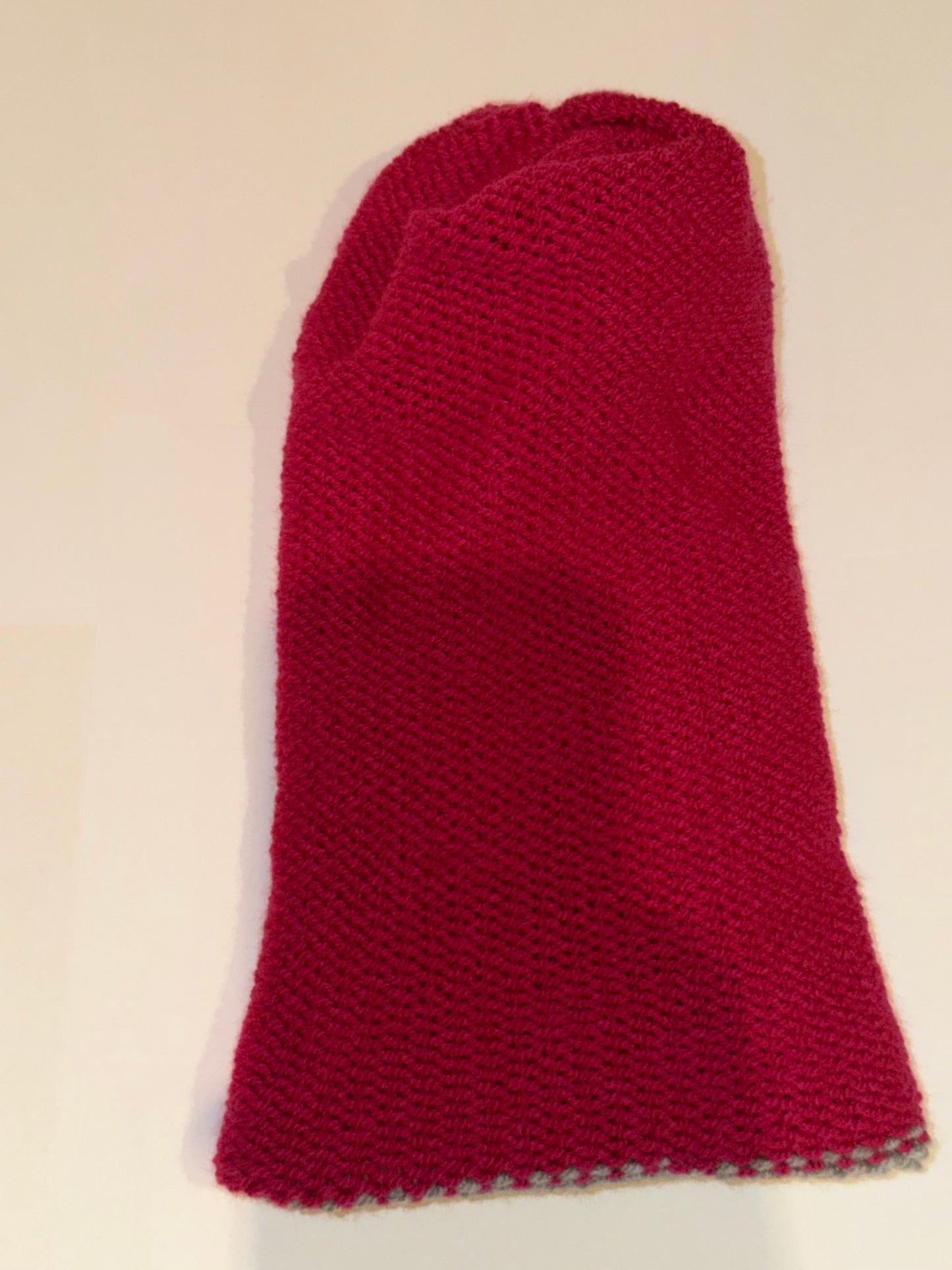 Handmade Reversible Wooly Beanie Light Pink and Magenta dual-tone knit.