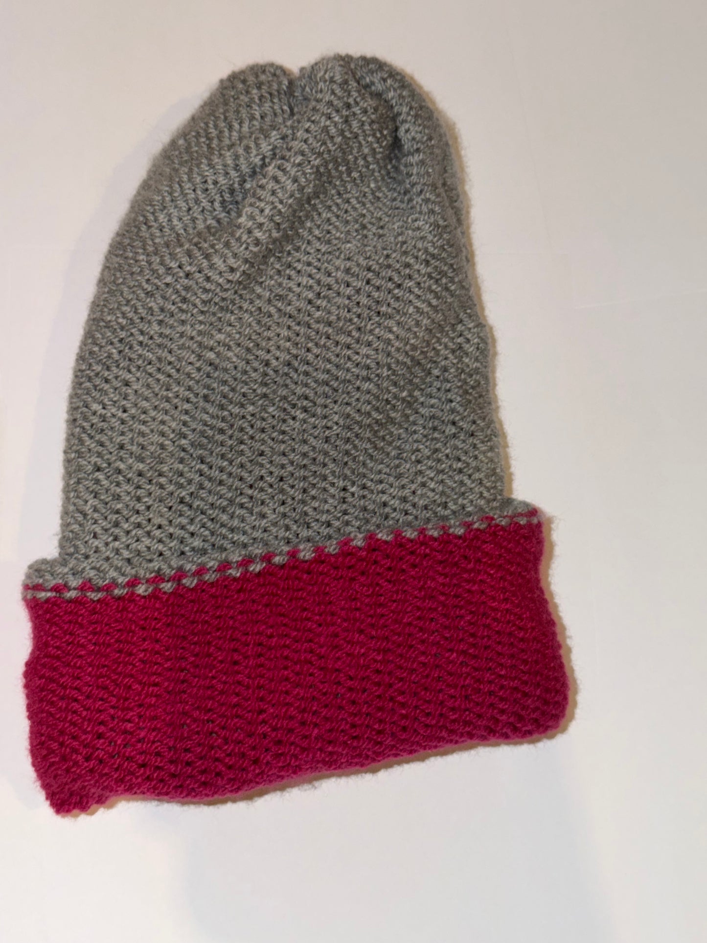 Handmade Reversible Wooly Beanie Grey and Magenta | Shop Now