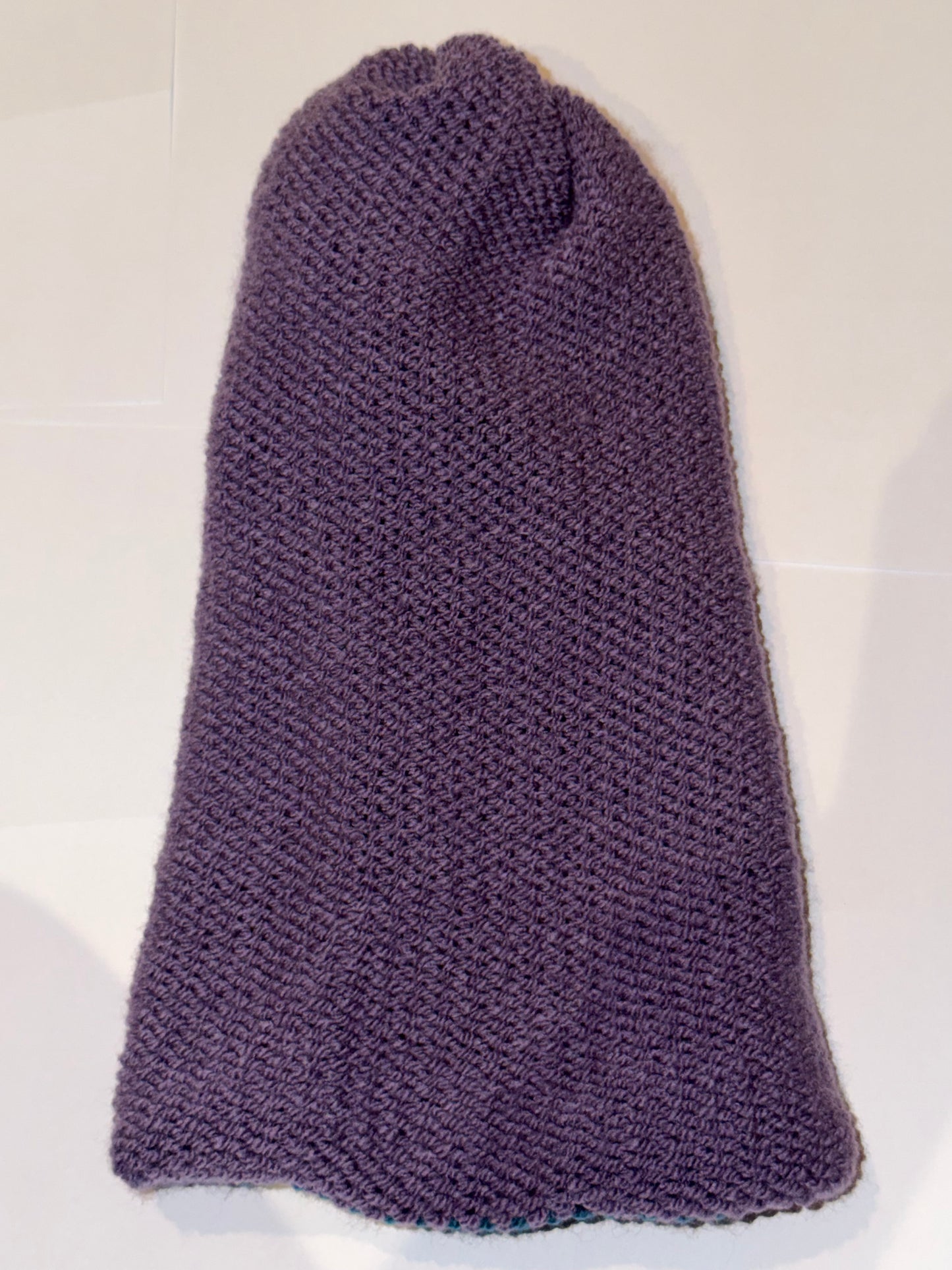 Handmade Reversible Wooly Beanie Dark Lilac and Petrol | Shop
