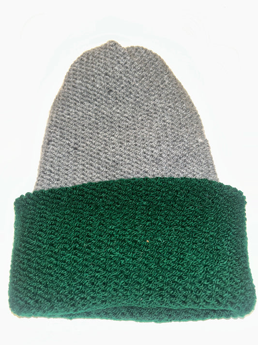 Signature Wooly Beanie original handmade reversible wool hat in dual tones.